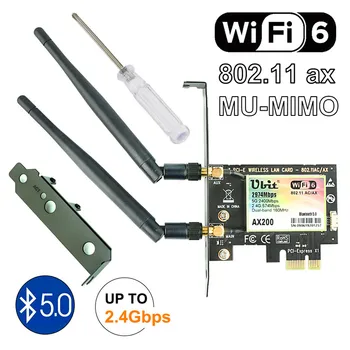Bluetooth 5.0 | 2.4 Gb Pcie Wifi Kortelės Ubit Gigabit Dual Band Wifi Tinklo plokštė 6 AX200 Belaidžio ryšio Adapteris, Skirtas 